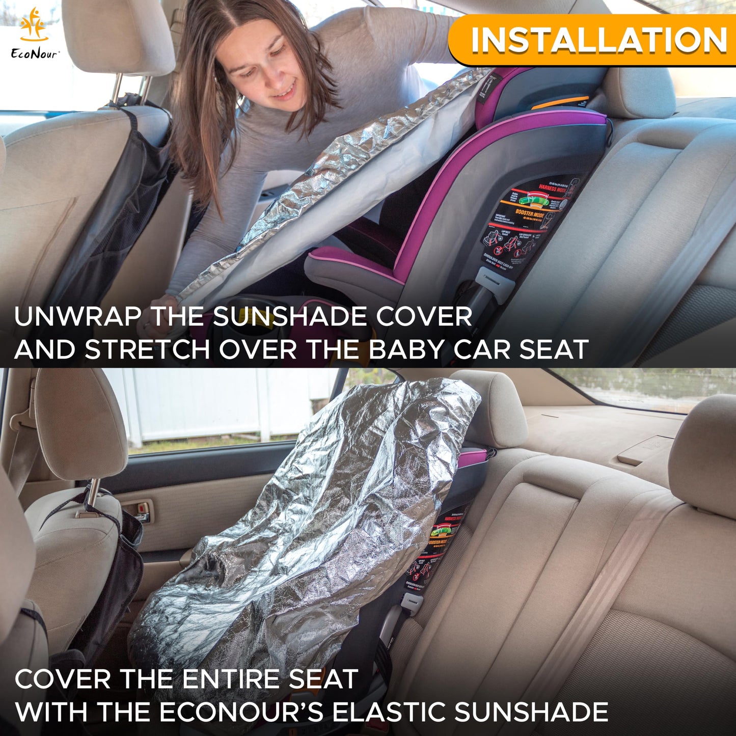 Baby Car Seat Sun Shade Cover | EcoNour Baby Travel Accessories