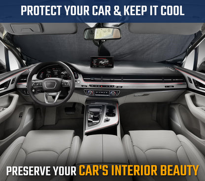 Car Windshield Sunshade with Mirror Cut Small (59"x29") | EcoNour 240T