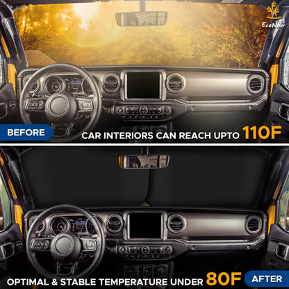 Jeep Windshield Sunshade 2-Piece (X-Small,18"x26") | EcoNour Sunshade