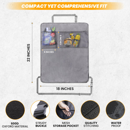 Back Seat Protector 2-Pack for Kids Feet (Grey) | EcoNour Car Kick Mat