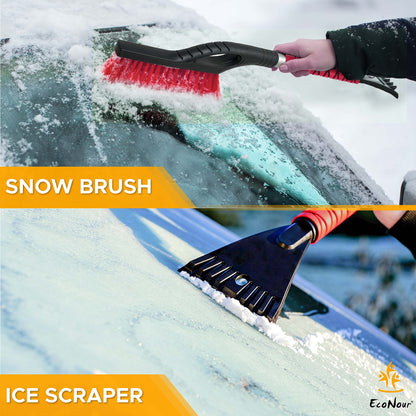 Aluminum Car Snow Scraper and Brush 27" (Red, 1 Pack) | EcoNour