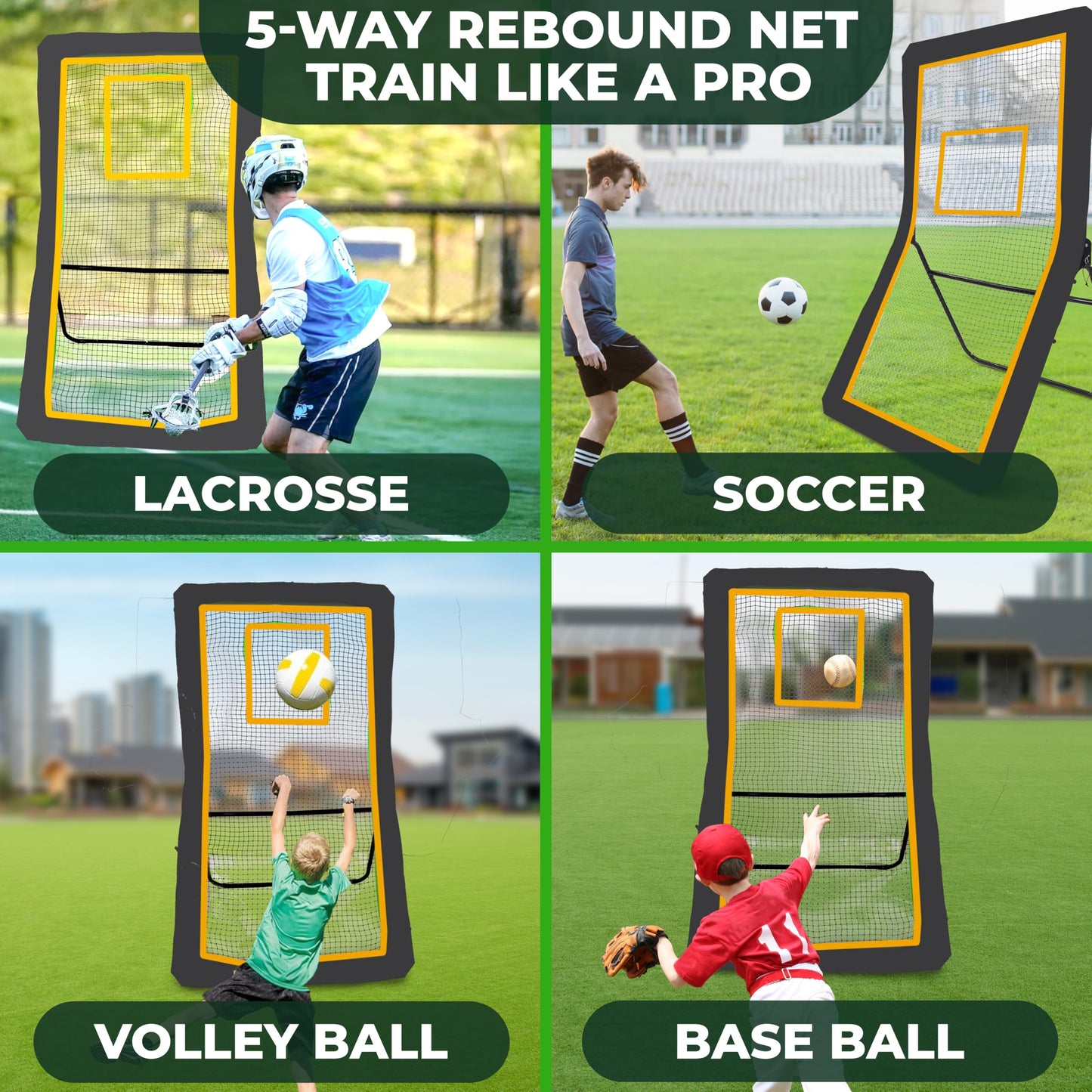 Multi-Sport Rebounder Net 4x7 ft | Adjustable 5 Angles | EcoNour