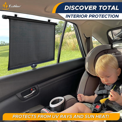 Baby Car Window Shades (2 Pack) 18"x20" with Suction Cups | EcoNour