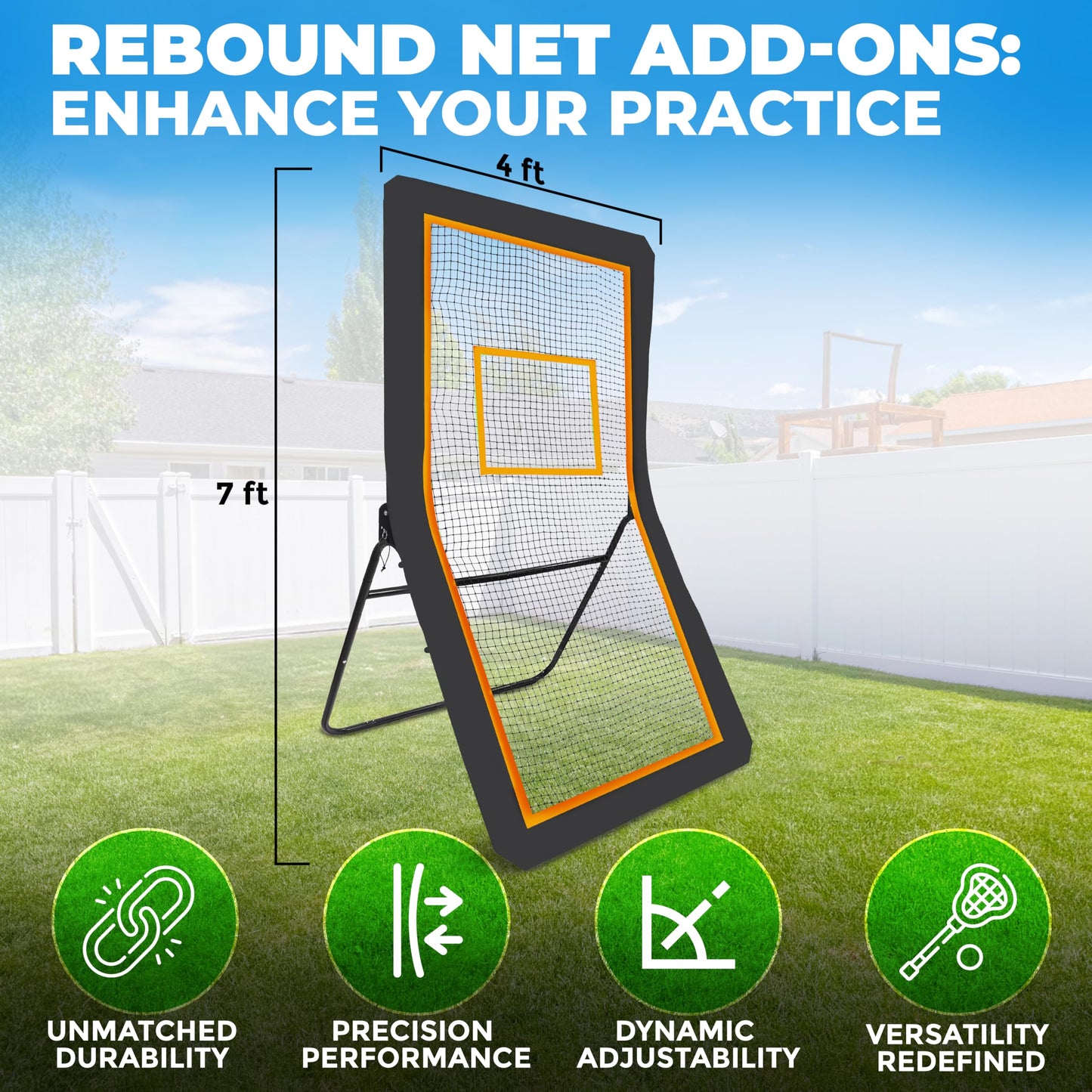 Multi-Sport Rebounder Net 4x7 ft | Adjustable 5 Angles | EcoNour