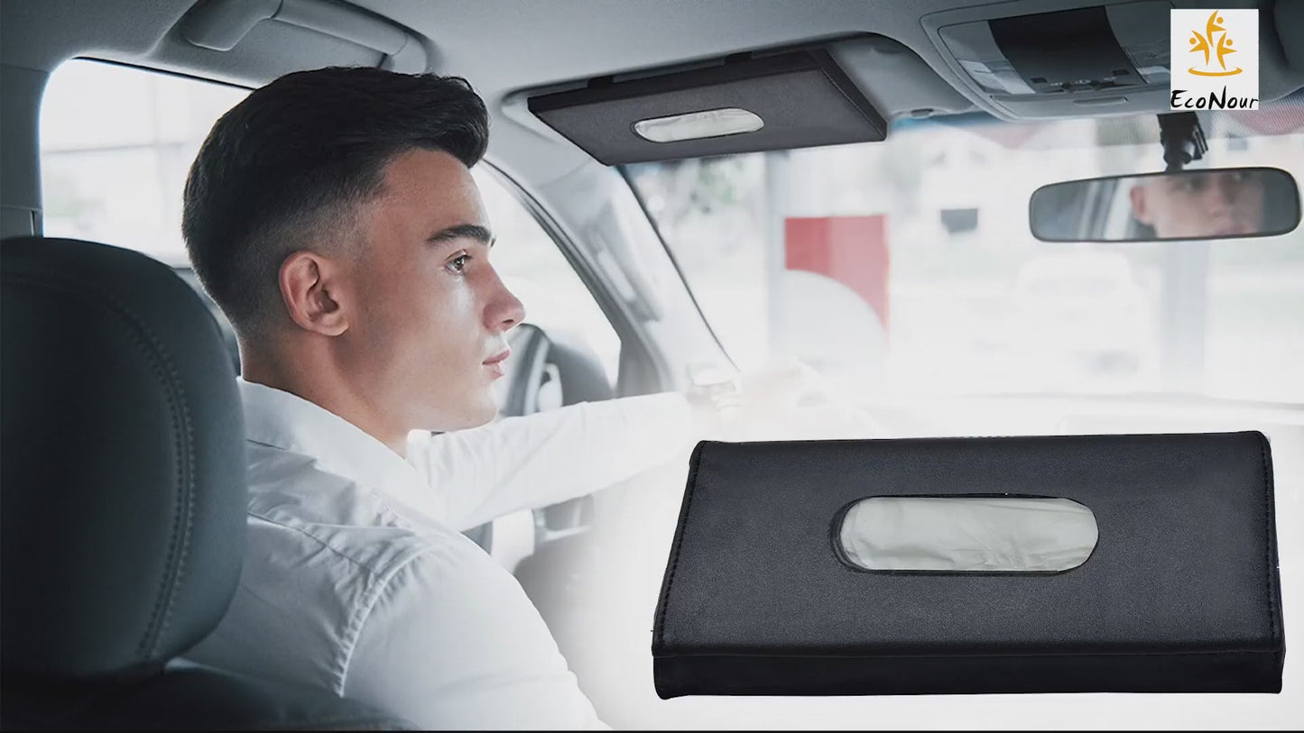 Car Tissue Holder (9"x5") | EcoNour Black Sun Visor