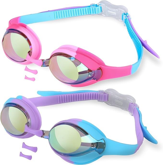Kids Swim Goggles (2 Pack) | EcoNour Anti-fog Googles for kids (3-12)