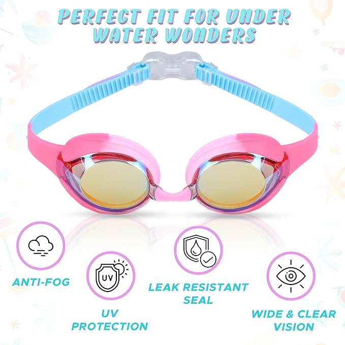 Kids Swim Goggles (2 Pack) | EcoNour Anti-fog Googles for kids (3-12)