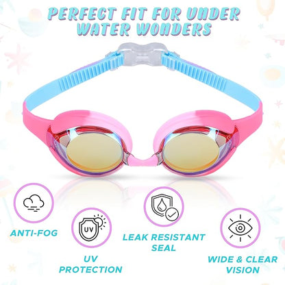 Kids Swim Goggles (2 Pack) | EcoNour Anti-fog Googles for kids (3-12)