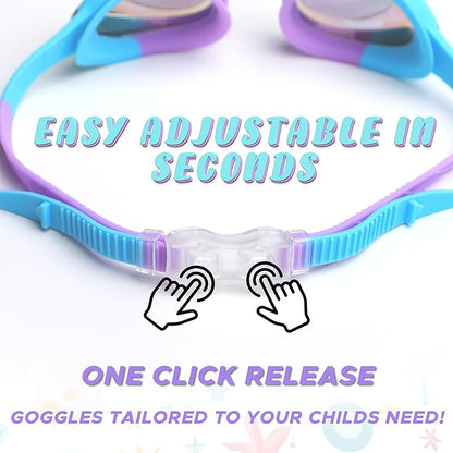 Kids Swim Goggles (2 Pack) | EcoNour Anti-fog Googles for kids (3-12)