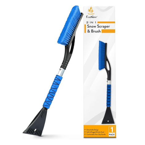 Aluminum Car Snow Scraper & Brush 27" (Blue) for winter | EcoNour