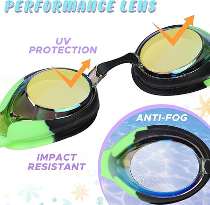 Swimming Goggles For Kids (2 Pack) | EcoNour Anti-Fog Goggles for Kids