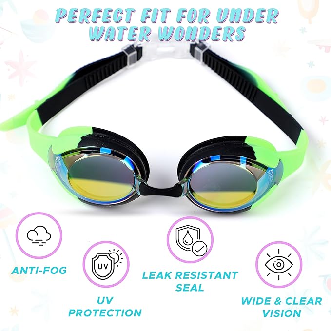 Swimming Goggles For Kids (2 Pack) | EcoNour Anti-Fog Goggles for Kids