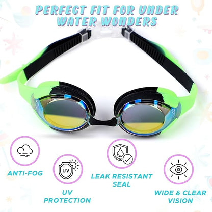Swimming Goggles For Kids (2 Pack) | EcoNour Anti-Fog Goggles for Kids