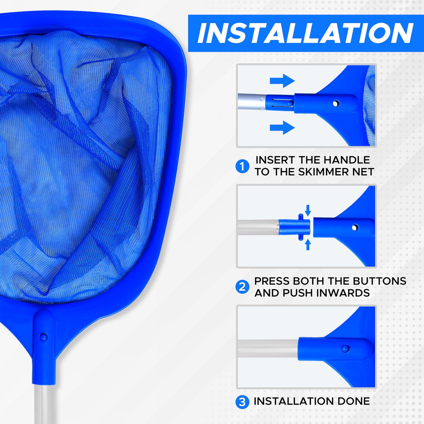Skimmer Net with Pole | EcoNour Pool Cleaning Tool for Debris & Leaves