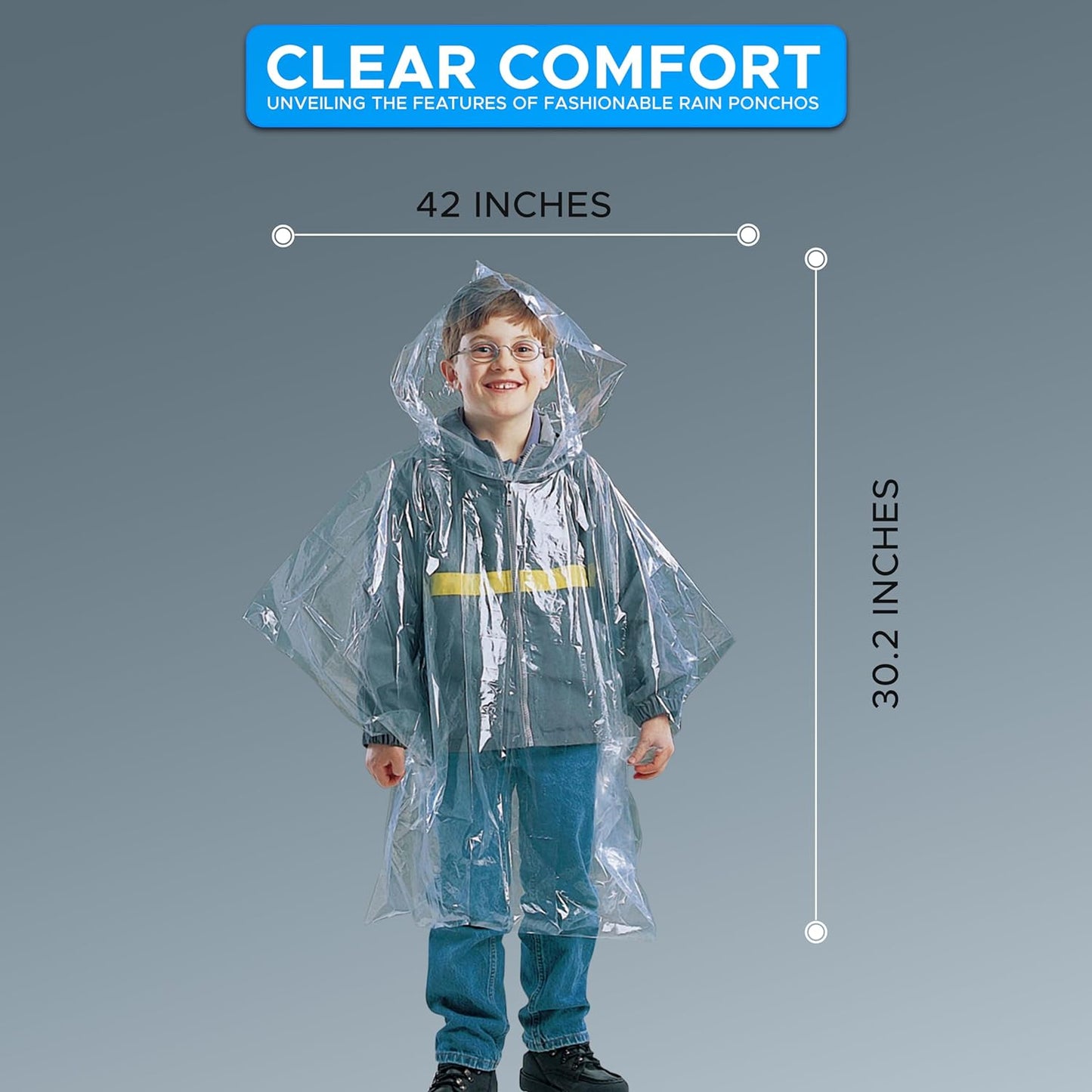 Rain Poncho for Kids (Pack of 5) | EcoNour Emergency Hoodie Raincoat