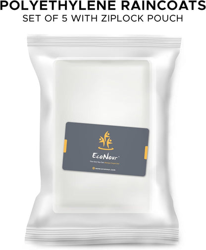 Rain Poncho for Kids (Pack of 5) | EcoNour Emergency Hoodie Raincoat