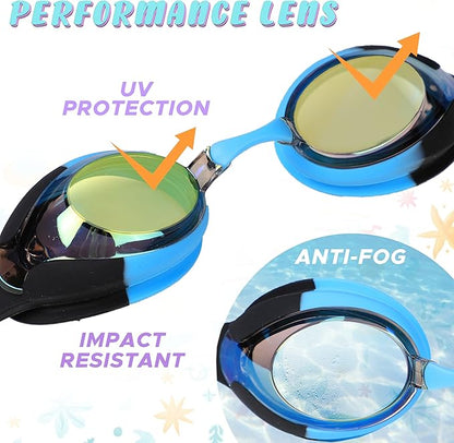 Kids Swim Goggles (2 Pack) | EcoNour Goggles for Toddler Age 3-12
