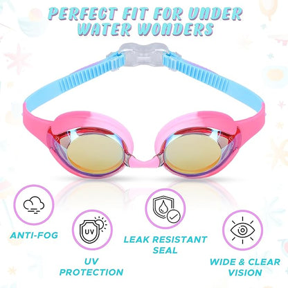 Kids Swim Goggles (2 Pack) | EcoNour Goggles for Toddler Age 3-12