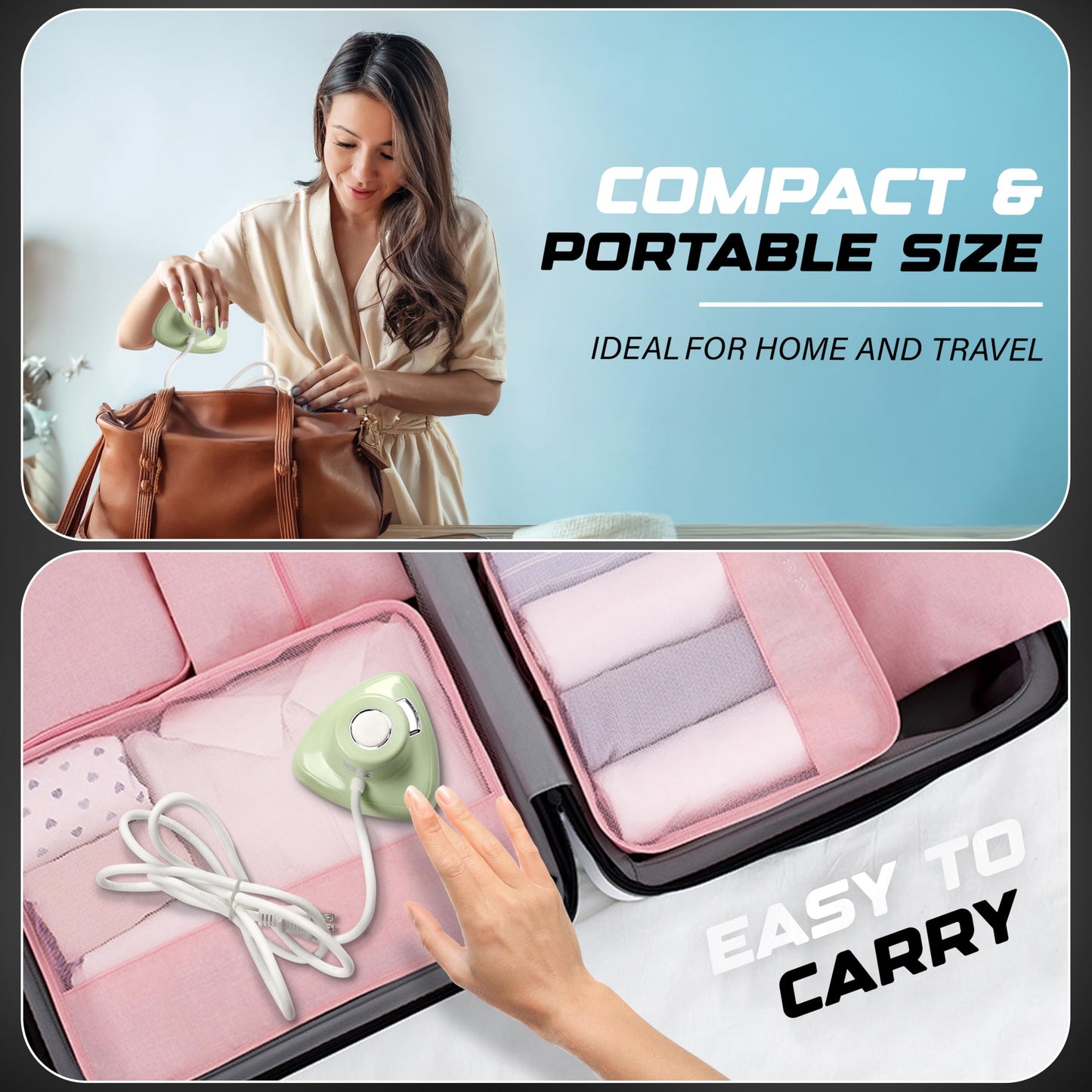 Mini Travel Iron With Steam For Clothes | EcoNour Portable Handheld