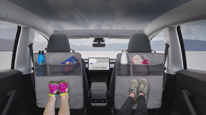 Back Seat Protector 2-Pack for Kids Feet (Grey) | EcoNour Car Kick Mat