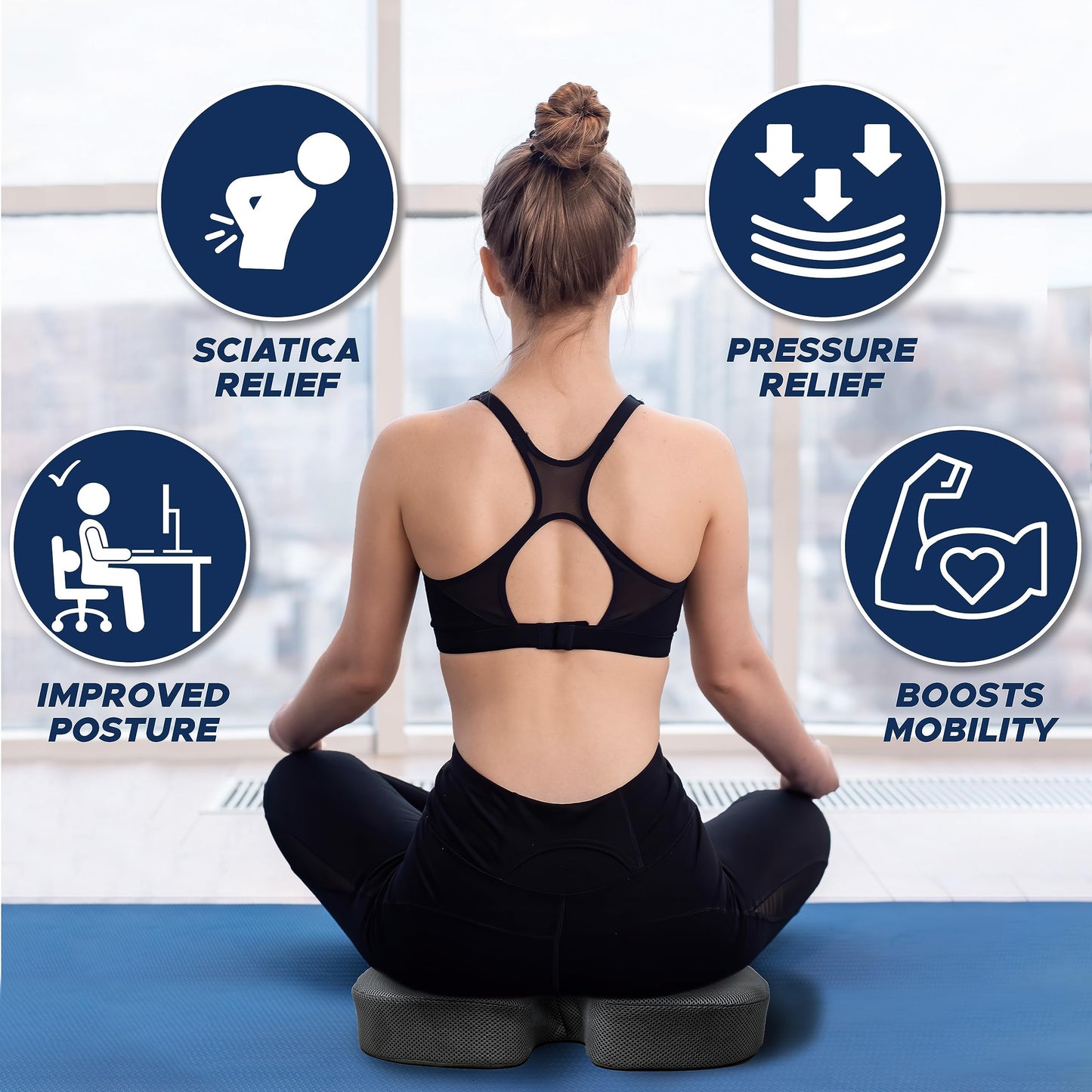 Coccyx Cushion (2 Pack) | EcoNour Memory Foam Gel Seat Cushion